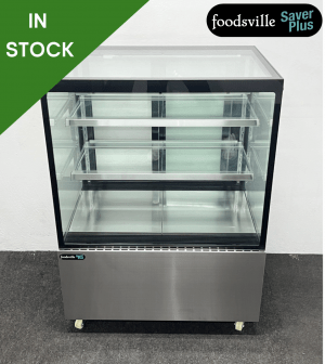 NEW Foodsville Saver Plus 900mm Illuminated Square Glass Refrigerated Showcase Display, On Wheels
