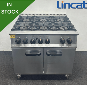 Used Lincat 900mm Stainless Steel 6 Ring Cooker With Oven - Natural Gas