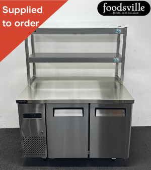NEW Foodsville 2 Door Counter Fridge With Double Heated Overgantry, On Wheels