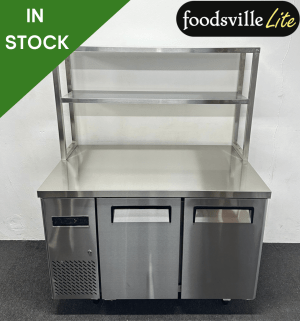 NEW Foodsville Lite 2 Door Counter Fridge With Double Overgantry, On Wheels