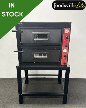 NEW Foodsville Lite 975mm 4+4 Double Stone Deck Pizza Oven, On Stand - Three Phase Electric