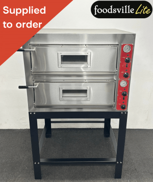 NEW Foodsville Lite 975mm 4+4 Double Stone Deck Pizza Oven, On Stand - Single Phase Electric