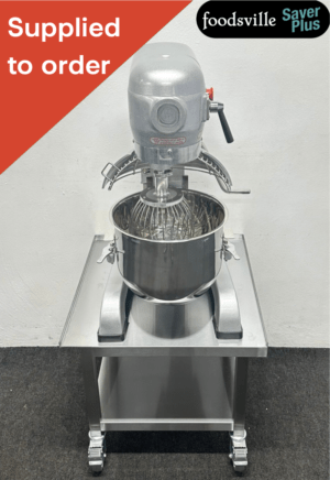 NEW Foodsville Saver Plus 20 Litre Planetary Mixer with Stainless Steel Bowl, Whisk, Beater and Dough Hook, On Mobile Stand – 13 Amp Plug In & Go!