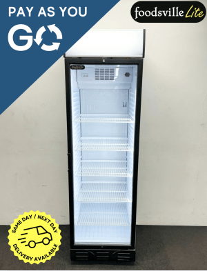 Pay As You Go: New Foodsville Lite 595mm Slimline Upright 5 Shelf Glass Fronted Display Fridge