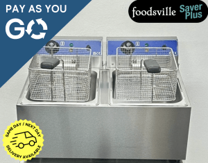 Pay As You Go: New Foodsville Saver Plus Countertop 2 x 8 Litre Twin Tank Twin Basket Fryer – 13 Amp Plug In & Go!