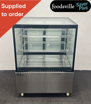 NEW Foodsville Saver Plus 1200mm Illuminated Square Glass Refrigerated Showcase Display, On Wheels