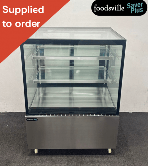 NEW Foodsville Saver Plus 1200mm Illuminated Square Glass Refrigerated Showcase Display, On Wheels
