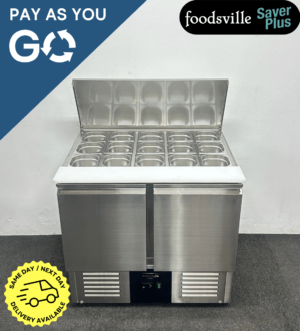 Pay As You Go: New Foodsville Saver Plus 900mm 2 Door Saladette Fridge – Includes Gastronorm Containers!