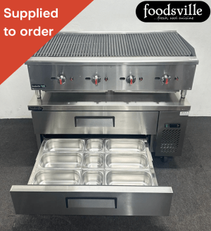 FOODSVILLE COMBINATION: NEW Gas Chargrill On Double Drawer CHILLED Chef Base