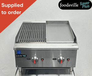 NEW Foodsville Saver Plus 600mm Countertop 1/2 Chargrill 1/2 Griddle – Available on Natural Gas or LPG