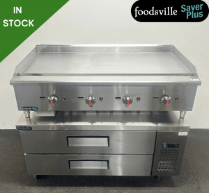 FOODSVILLE COMBINATION: NEW Gas Griddle On Double Drawer CHILLED Chef Base
