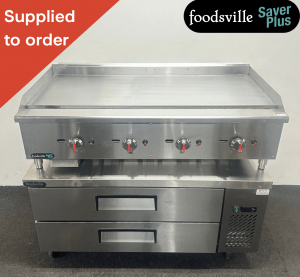 FOODSVILLE COMBINATION: NEW Gas Griddle On Double Drawer CHILLED Chef Base