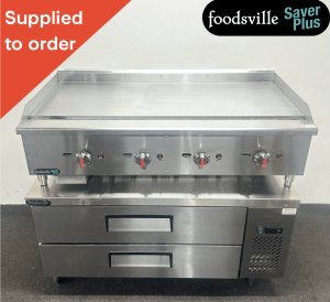 FOODSVILLE COMBINATION: NEW Gas Griddle On Double Drawer CHILLED Chef Base