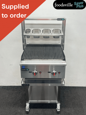 NEW Foodsville Saver Plus 610mm Chargrill With Garnish Rail, On Mobile Stand – Available On Natural Gas Or LPG