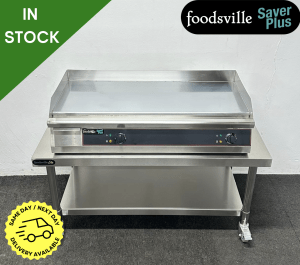 NEW Foodsville Saver Plus 1000mm Countertop Chrome Top Mirror Electric Griddle On Mobile Stand - 13 Amp Plug In & Go!