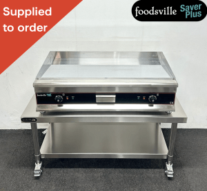 NEW Foodsville Saver Plus 1000mm Countertop Chrome Top Mirror Electric Griddle On Mobile Stand - 13 Amp Plug In & Go!