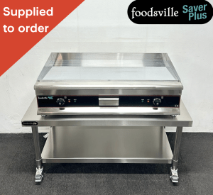 NEW Foodsville Saver Plus 1000mm Countertop Chrome Top Mirror Electric Griddle On Mobile Stand - 13 Amp Plug In & Go!