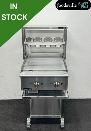 NEW Foodsville Saver Plus 620mm Griddle On Mobile Stand With Garnish Rail – Available On Natural Gas Or LPG