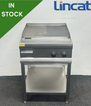 Used Lincat 600mm Half Ribbed Zone Griddle, On Stand With Undershelf - 3 Phase Electric