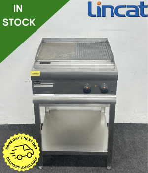 Used Lincat 600mm Half Ribbed Zone Griddle, On Stand With Undershelf - 3 Phase Electric