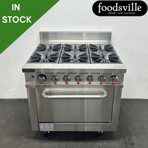 NEW Foodsville 915mm Stainless Steel 6 Ring Cooker & Oven, On Wheels – Available On Natural Gas or LPG