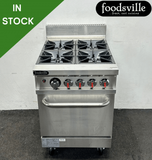 NEW Foodsville 600mm Stainless Steel 4 Ring Cooker & Oven, On Wheels – Available On Natural Gas or LPG