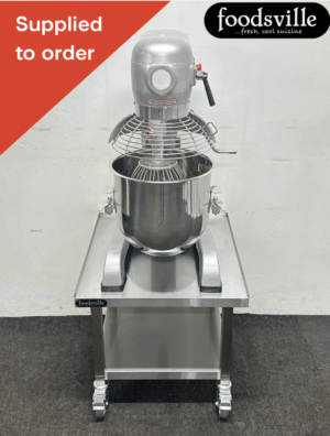NEW Foodsville Saver Plus 30 Litre Planetary Mixer with Stainless Steel Bowl, Whisk, Beater and Dough Hook, On Mobile Stand – 13 Amp Plug In & Go!