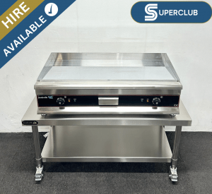 SuperClub Hire: NEW Foodsville Lite 1000mm Countertop Chrome Top Mirror Griddle On Mobile Stand – 13 Amp Plug In & Go!
