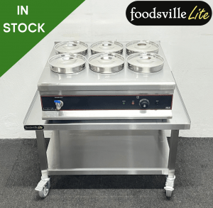NEW Foodsville Lite 6 Pot Bain Marie With Drain Tap, On Mobile Stand - 13 Amp Plug In & Go!