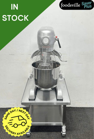 NEW Foodsville Saver Plus 30 Litre Planetary Mixer with Stainless Steel Bowl, Whisk, Beater and Dough Hook, On Mobile Stand – 13 Amp Plug In & Go!