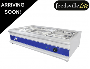 NEW Foodsville Lite 1100mm 6 x 1/2 GN Countertop Bain Marie, With Drain Tap - 13 Amp Plug In & Go!