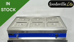 NEW Foodsville Lite 1100mm 6 x 1/2 GN Countertop Bain Marie, With Drain Tap - 13 Amp Plug In & Go!