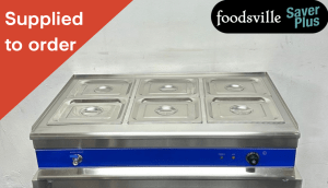 NEW Foodsville Saver Plus 1100mm 6 x 1/2 GN Countertop Bain Marie, With Drain Tap - 13 Amp Plug In & Go!
