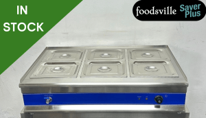 NEW Foodsville Saver Plus 1100mm 6 x 1/2 GN Countertop Bain Marie, With Drain Tap - 13 Amp Plug In & Go!