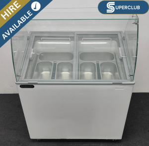 SuperClub Hire: NEW Foodsville 910mm 6-Scoop Hard Ice Cream Display Cabinet, On Wheels