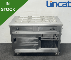 Used Lincat 3 x 1/1 GN Wet Well Bain Marie & Hot Cupboard, On Wheels - 13 Amp Plug In & Go!