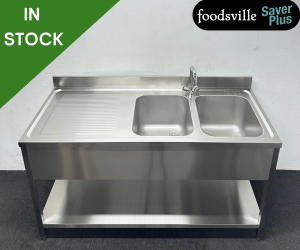 NEW Foodsville Saver Plus 1800mm Stainless Steel Double Bowl Sink With Undershelf. Includes Taps!