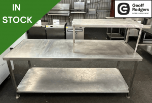 Used 2000mm Stainless Steel Table With Undershelf & Partial Overgantry