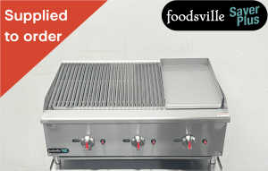 NEW Foodsville Saver Plus 900mm Countertop 2/3 Chargrill 1/3 Griddle – Available on Natural Gas or LPG