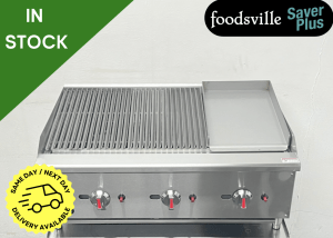 NEW Foodsville Saver Plus 900mm Countertop 2/3 Chargrill 1/3 Griddle – Available on Natural Gas or LPG