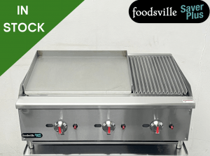 NEW Foodsville Saver Plus 900mm Countertop 2/3 Griddle 1/3 Chargrill – Available on Natural Gas or LPG