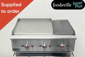 NEW Foodsville Saver Plus 900mm Countertop 2/3 Griddle 1/3 Chargrill – Available on Natural Gas or LPG