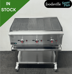 NEW Foodsville Saver Plus 900mm Countertop Chargrill On Mobile Stand – Available on Natural Gas or LPG