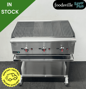 NEW Foodsville Saver Plus 900mm Countertop Chargrill On Mobile Stand – Available on Natural Gas or LPG