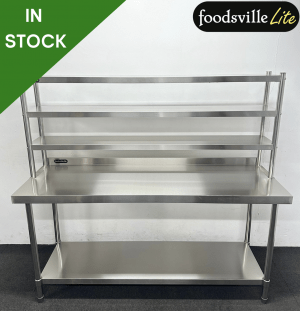 NEW Foodsville Lite 1800mm Stainless Steel Wall Table With Undershelf & Triple Overgantry