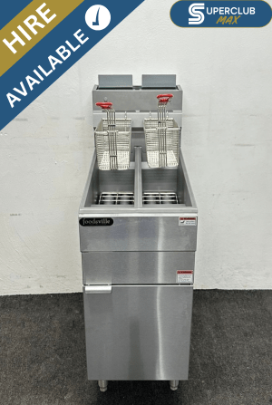 SuperClub MAX Hire: NEW Foodsville 400mm 2 Pan 2 Basket High Output Fryer – Available on Natural Gas or LPG
