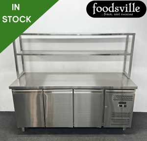 NEW Foodsville 1795mm 3 Door Worktop Counter Fridge, With Double Overgantry