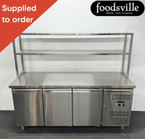 NEW Foodsville 1795mm 3 Door Worktop Counter Fridge, With Double Overgantry