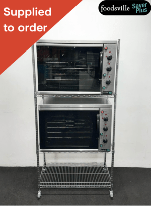NEW Foodsville Saver Plus Double Stacked 1/1 GN Convection Ovens, On Mobile Racking Stand - 13 Amp Plug In & Go!