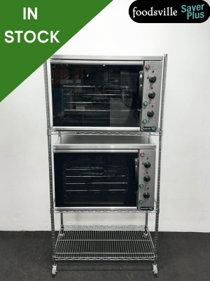 NEW Foodsville Saver Plus Double Stacked 1/1 GN Convection Ovens, On Mobile Racking Stand - 13 Amp Plug In & Go!